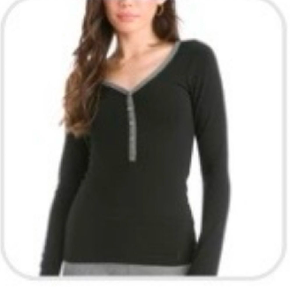 Sexy Slim Fitting XS Black Long Sleeve Cotton Vintage Top Hard Tail Clothing NWT